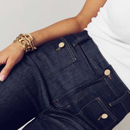 Simple Mid Waist Wide Leg Denim Pants