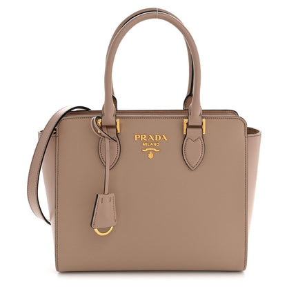 Saffiano Soft Calfskin Small Zippered Tote Cipria