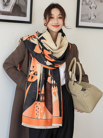 Winter Keep Warm Tasseled Imitated Cashmere Shawl&Scarf