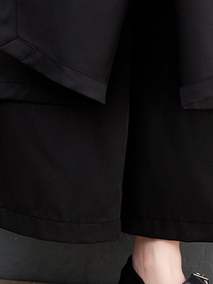 Wide Leg Cropped Solid Color Casual Pants Bottoms Culotte