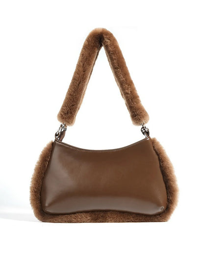 Alaina Leopard print plush trim underarm bag