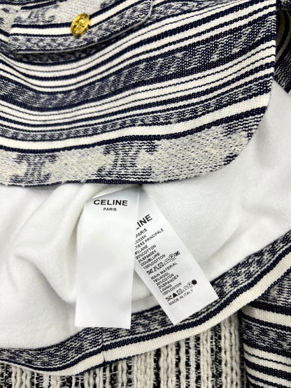 Celine 25 Jacket Blazer White With Black Stripes 301223
