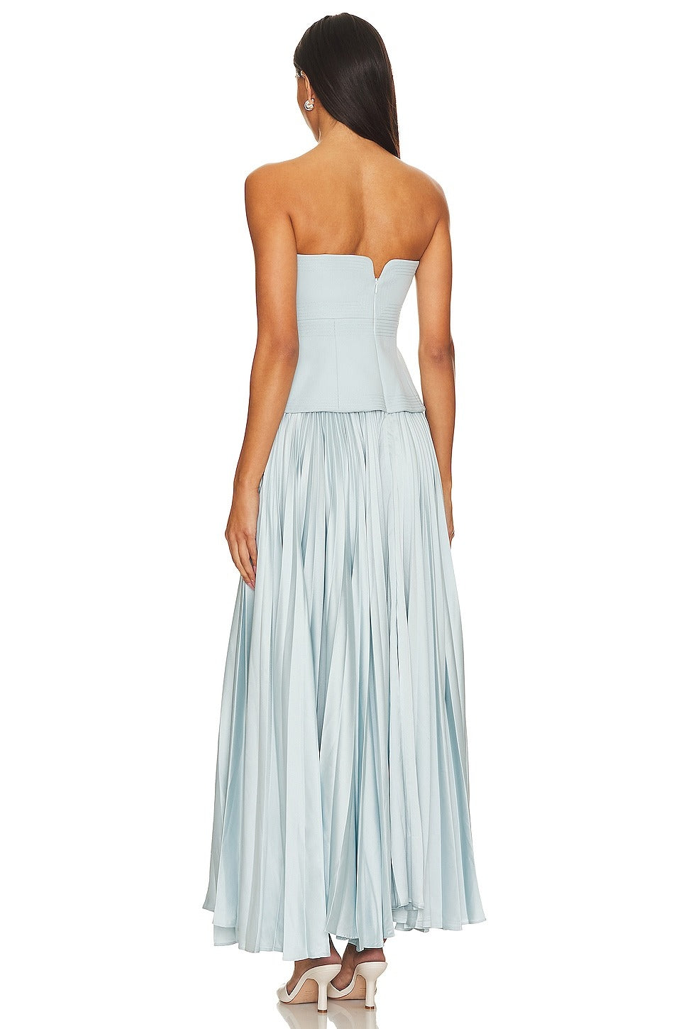 Luciana Strapless Ruched Maxi Dress In Blue