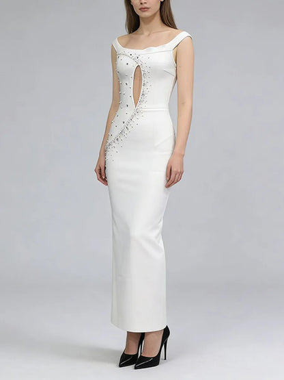 Avalynn Sleeveless Beaded Cutout Maxi Dress