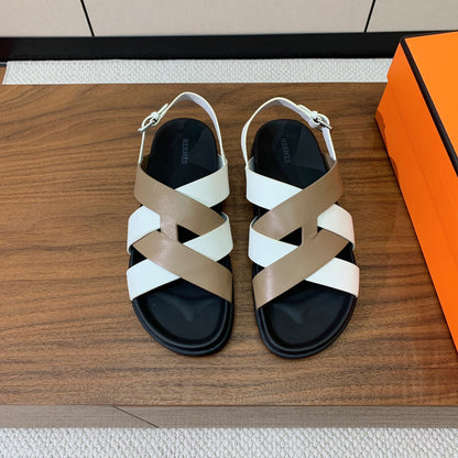 HM Heracles Sandals White Etoupe Calfskin 294079