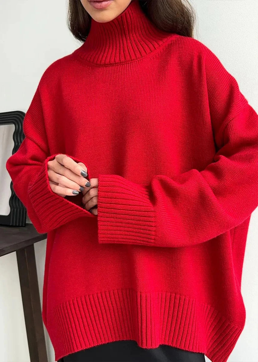 Loose Fit Cotton Knit Turtleneck Sweater