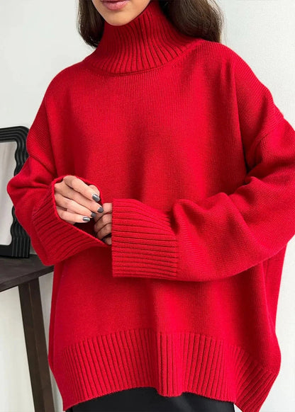 Loose Fit Cotton Knit Turtleneck Sweater