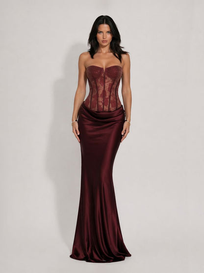 Lydia Strapless Lace Maxi Dress