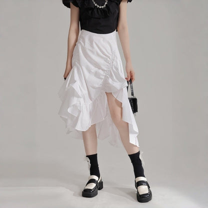 Pleated Lotus Hem Skirt