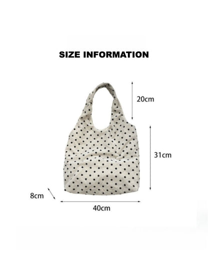 Cosbai - Polka Dots Velvet Canvas Shoulder Bag