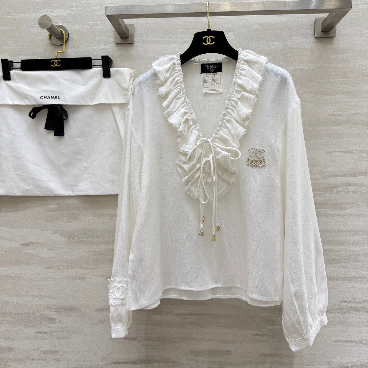 CC Pleated Shirt White Cotton Linen 343303