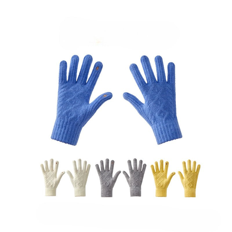 Candy Color Simple Twist Knit Gloves