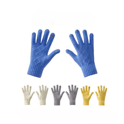 Candy Color Simple Twist Knit Gloves