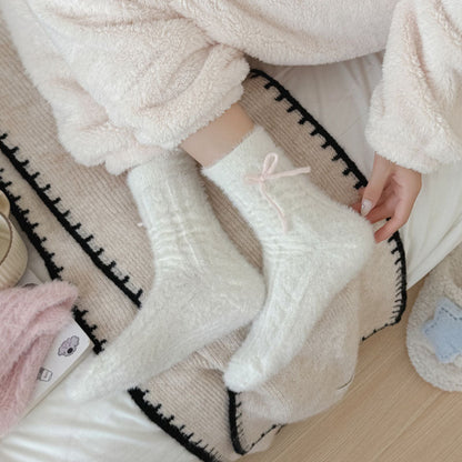 Fuzzy Soft Cable Knit Plush Crew Socks