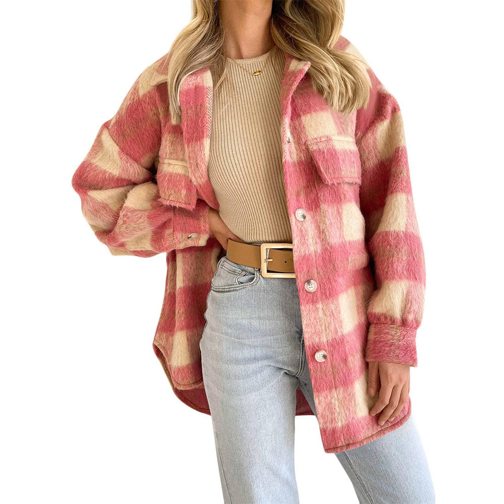 Plaid Mohair Wool Coat