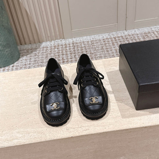 CC 26s Shoes 2cm Black Quited Calfskin 583905