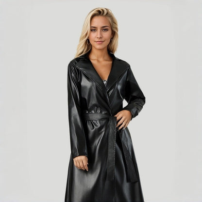 Long Anti Wrinkle Leather Jacket