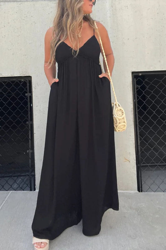 V-Neck Effortless Wide Leg Jumpsuit