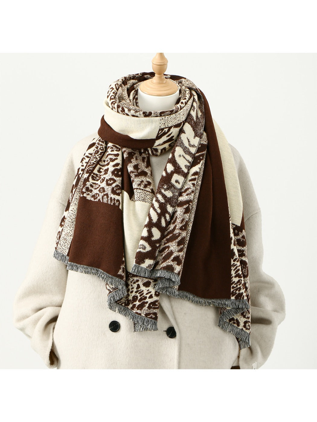 Sscarvii - Leopard Print Thick Winter Scarf