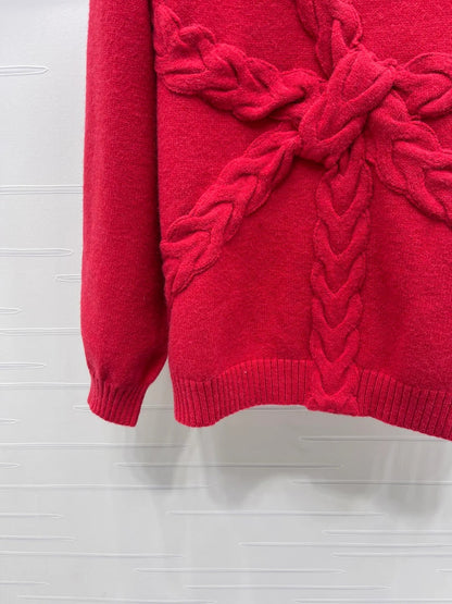 CC 26 Bow Tie Pullover Sweater Red Wool 331564