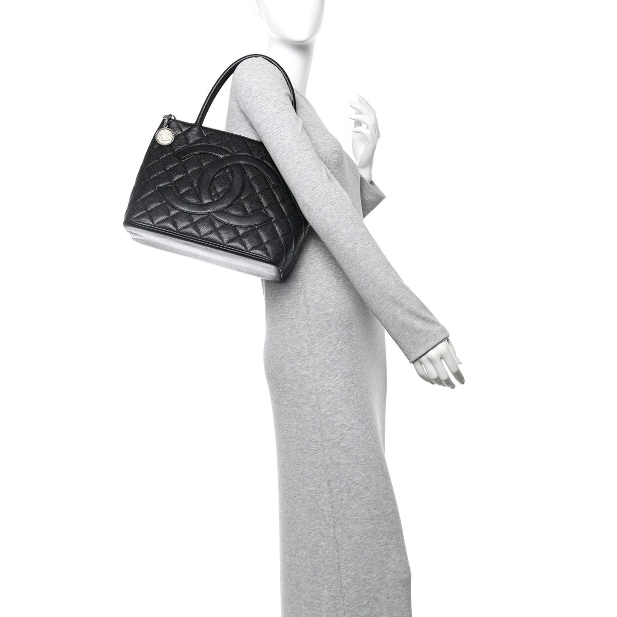 Caviar Quilted Medallion Tote Black