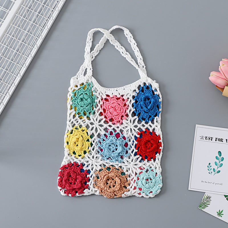 Crochet Granny Square Bag Grandma Grid Handmade Crochet Bag