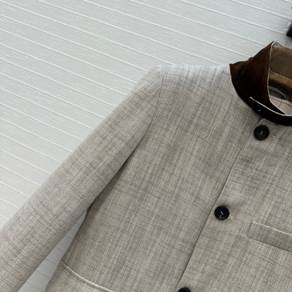 LP 25 Jacket Gray mix Brown Tencel Linen Cotton 310159