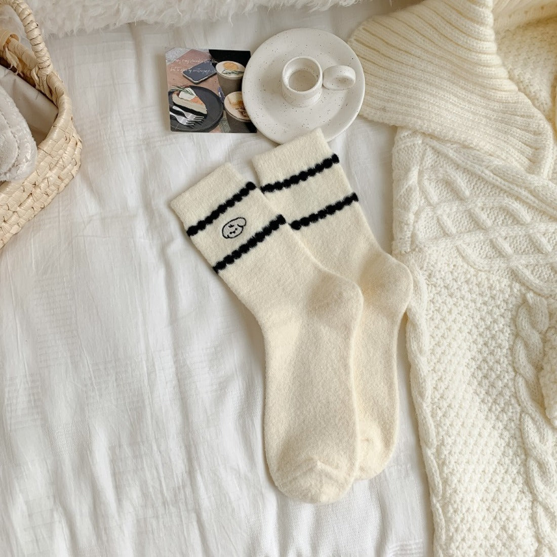 Rufia - Fuzzy Dog Patterned Socks