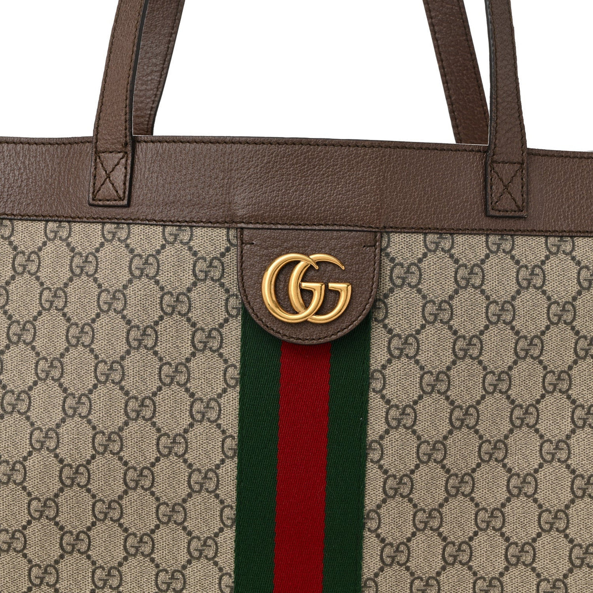 GG Supreme Monogram Web Ophidia Tote Brown