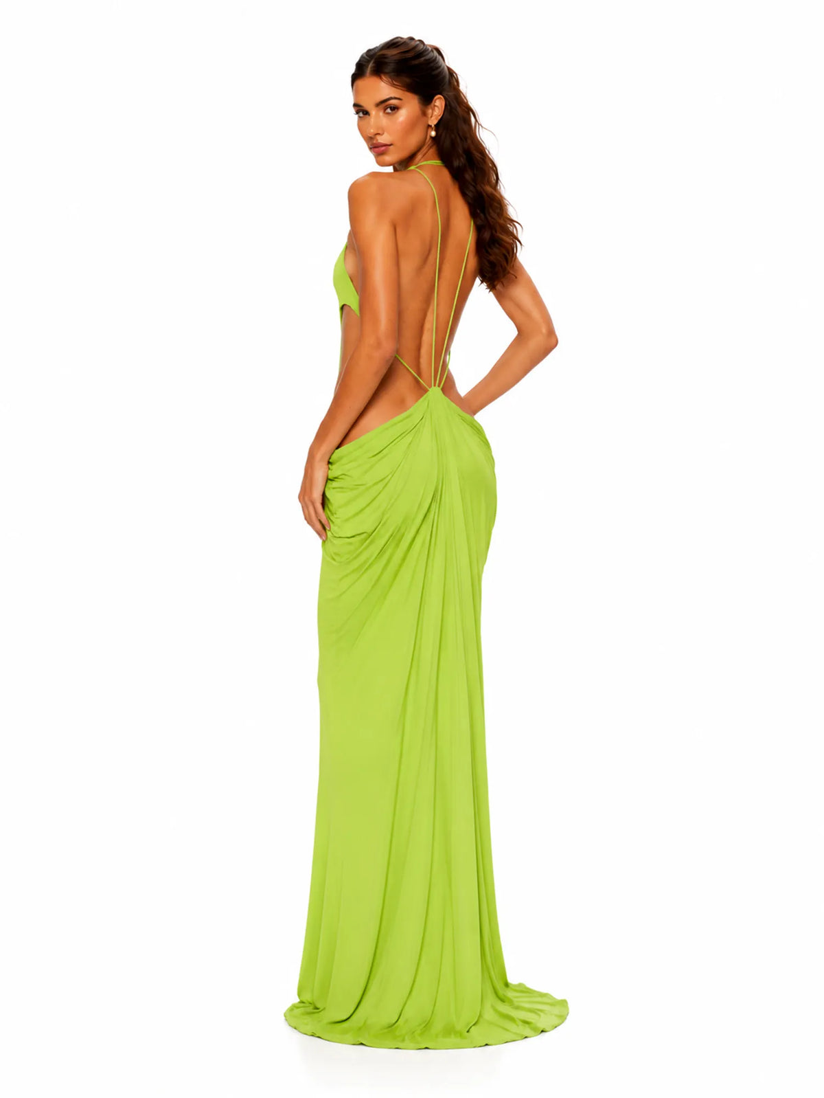 Isla Ruched Open-Back Maxi Dress