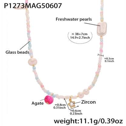 Bauai - Colorful Flat Bead Pendant Necklace - Elegant &amp; Charming