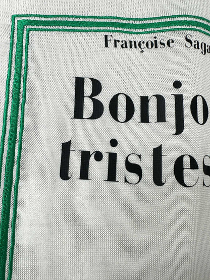 CD Book Cover Short-Sleeved Sweater White Green Silk 349496