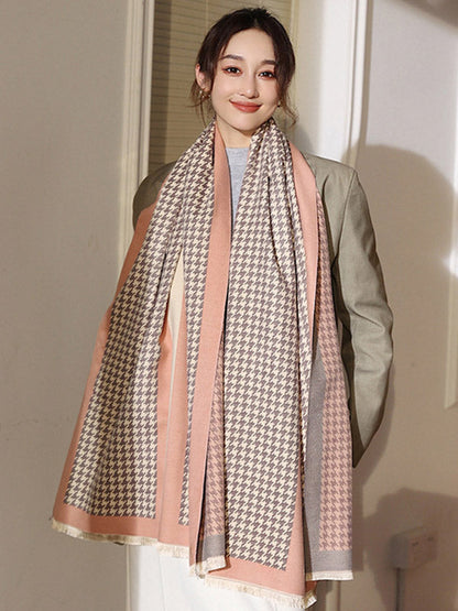 Urban Vintage Imitated Cashmere Houndstooth Shawl Scarf