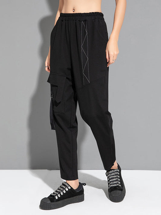 Harem Pants Ninth Pants Pockets Split-Joint Casual Pants Bottoms Ninth Pants