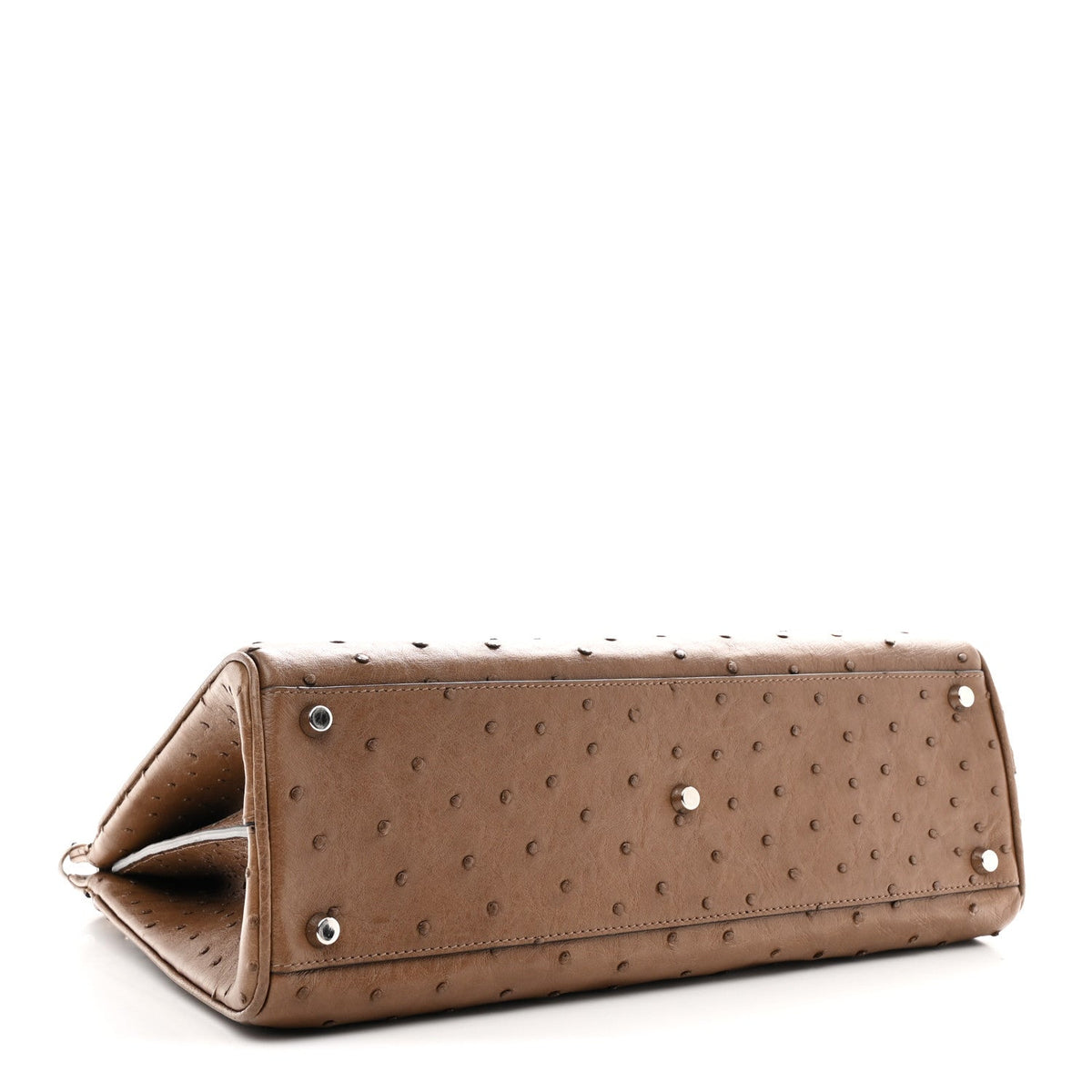 Ostrich Medium Zumi Top Handle Bag Brown