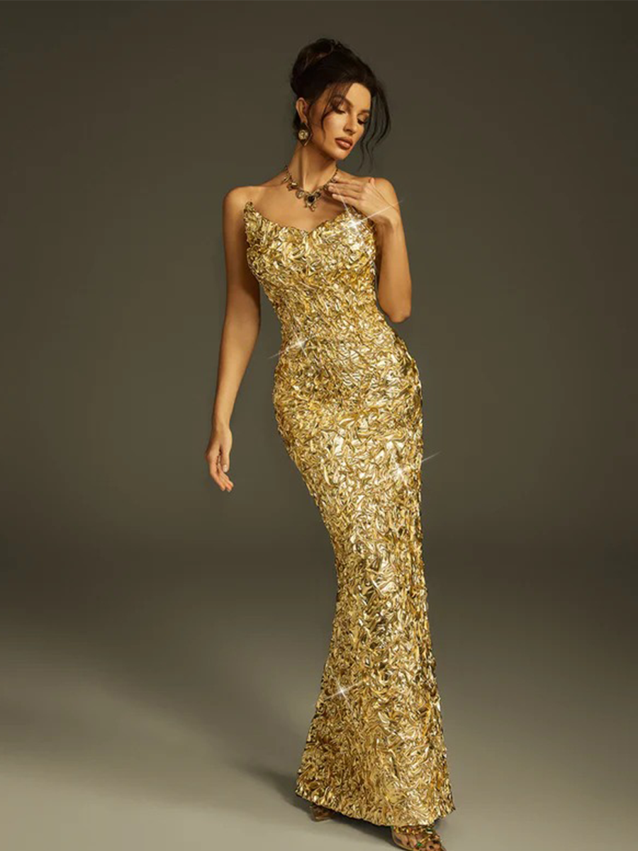 Christabel Maxi Dress In Gold