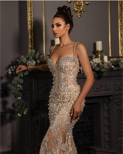 Nails Diamond Nails Pearl Hip Evening Dress