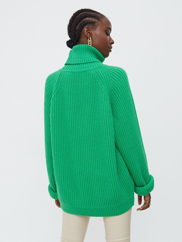 Casual 6 Colors High-Neck Long Sleeves Sweater Top