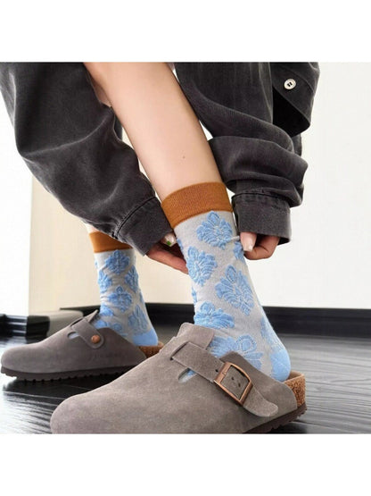 Rufia - Retro Contrast Mid-Calf Socks - Vintage &amp; Sweet