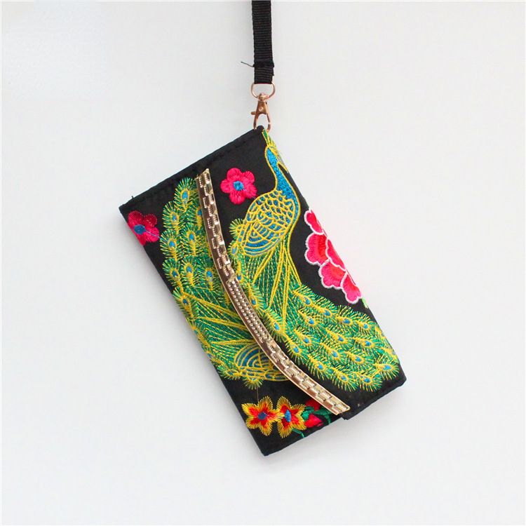 Ethnic Embroidery Bag Ladies Embroidery Coin Purse Hand Shoulder Dual-Purpose Leisure Bag