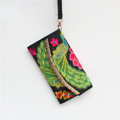 Ethnic Embroidery Bag Ladies Embroidery Coin Purse Hand Shoulder Dual-Purpose Leisure Bag