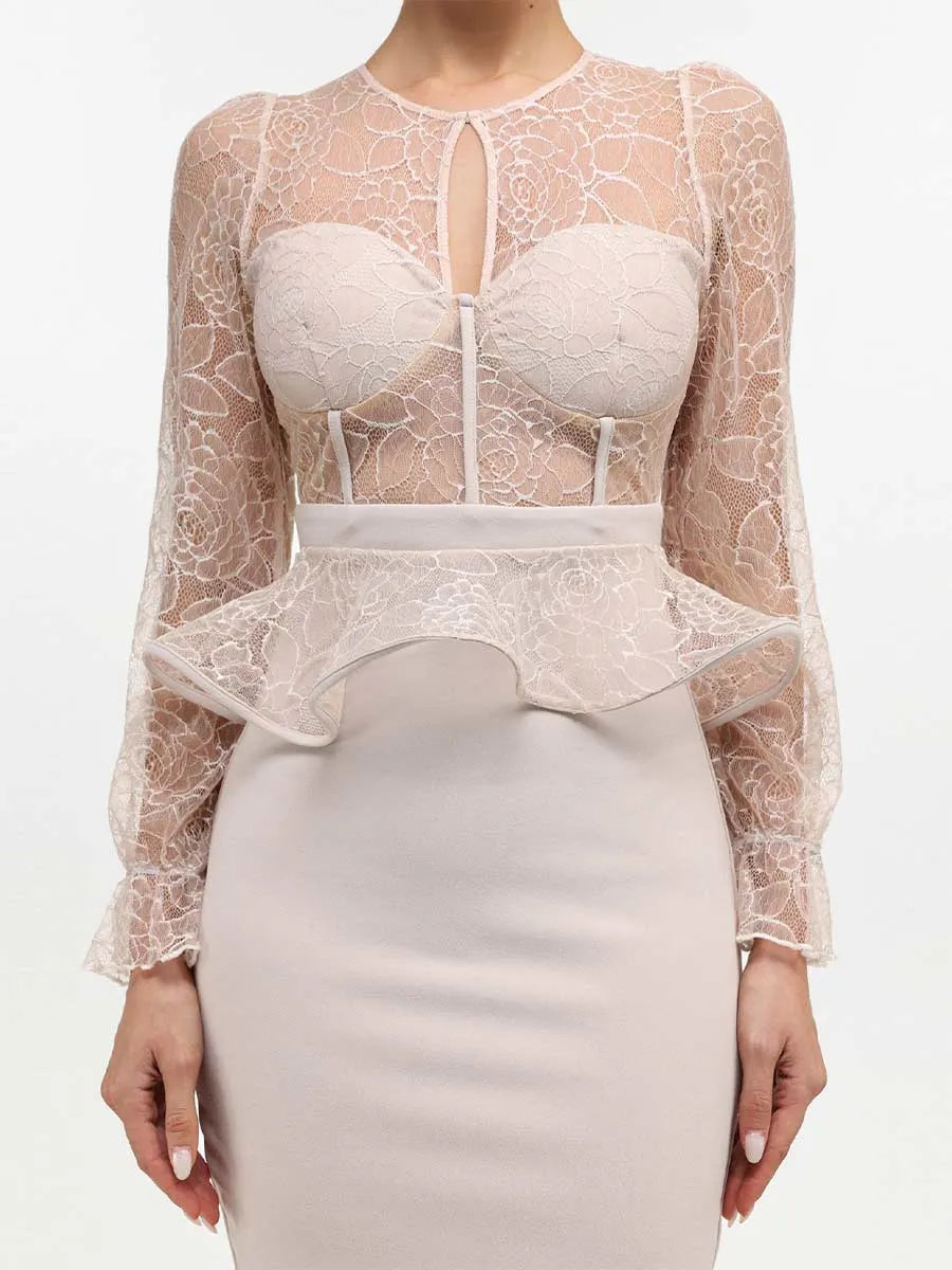 Sienna Lace Bandage Midi Dress
