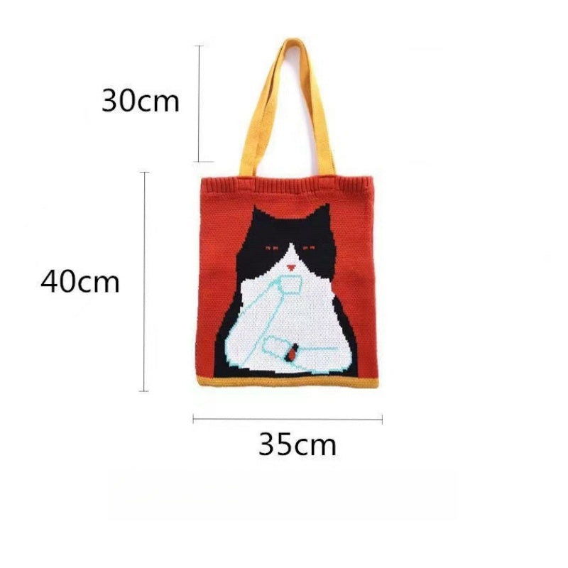 Crochet Tote Bag Cartoon Wool Woven Bag