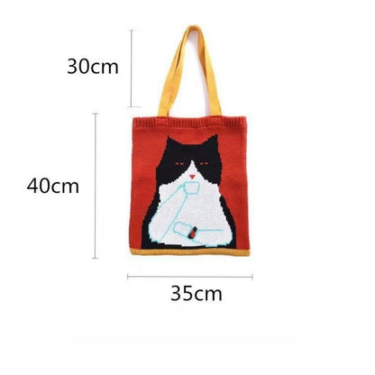 Crochet Tote Bag Cartoon Wool Woven Bag