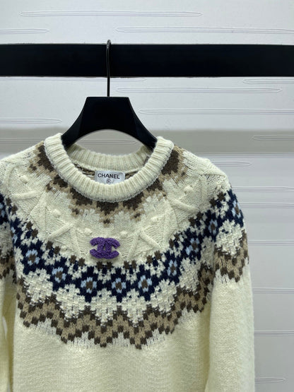 Chanel 2025 Sweater Cream Mix Colors Wool Nylon 319615