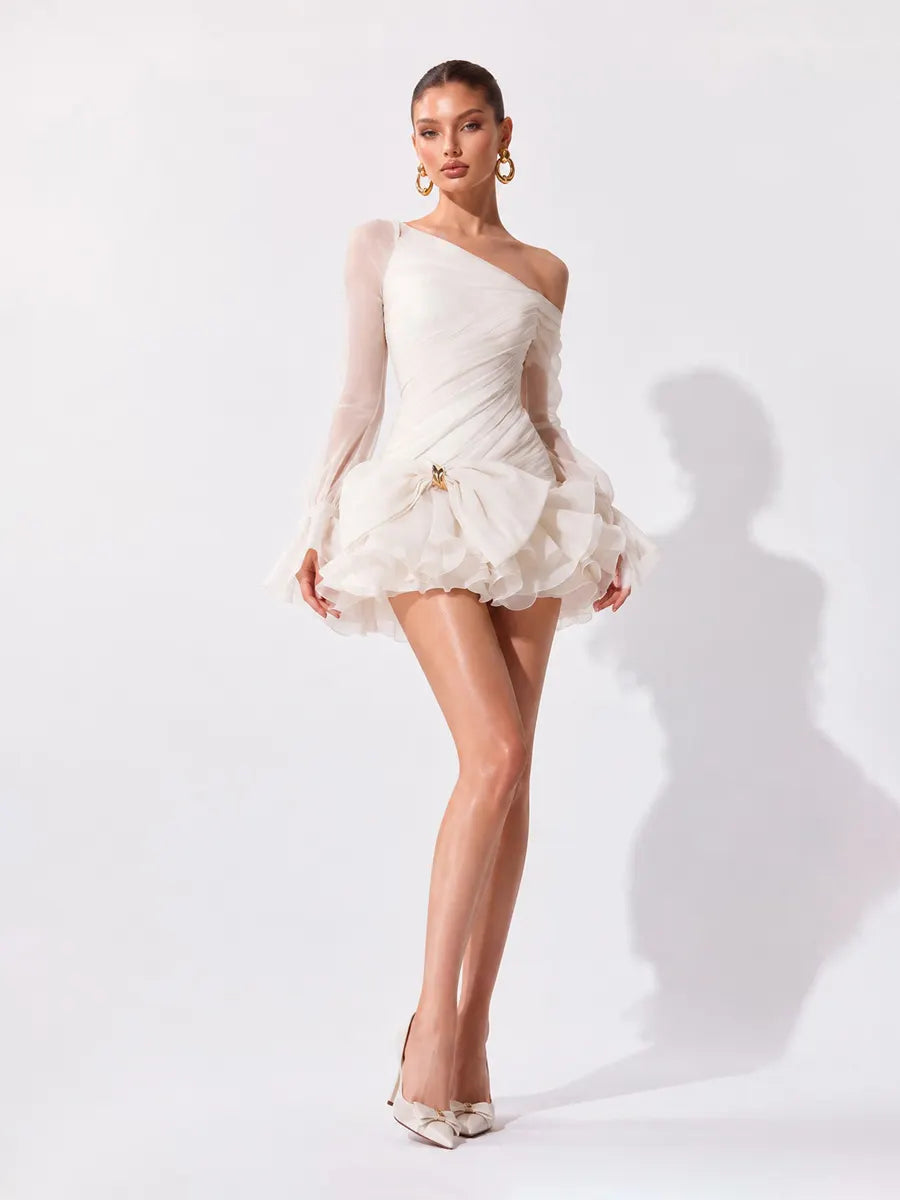 Talia French Ruffled Bow Mini Dress