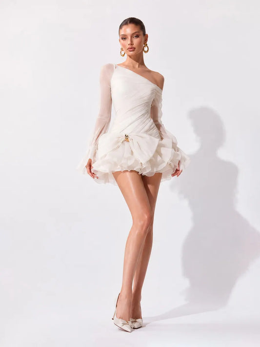 Talia French Ruffled Bow Mini Dress