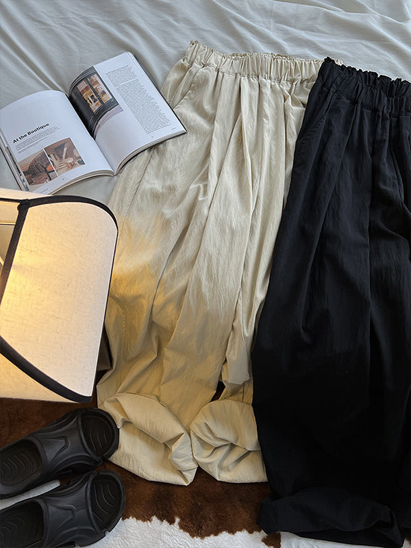 Loose  Leg  Pleated Casual Pants Bottoms