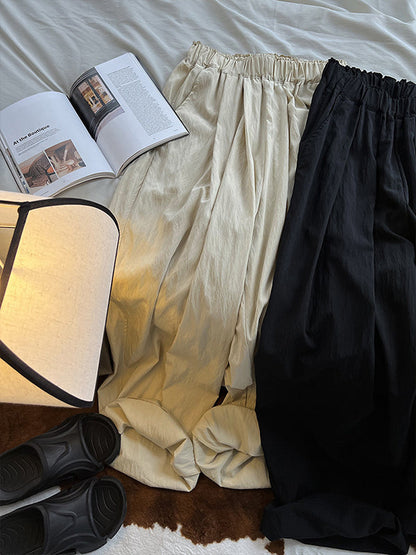 Loose  Leg  Pleated Casual Pants Bottoms