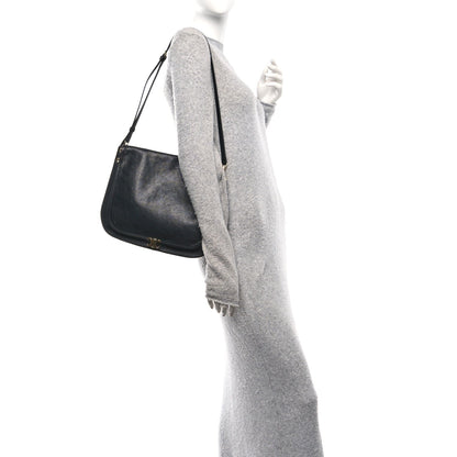 Shiny Lambskin Soft Triomphe Besace Bag Black